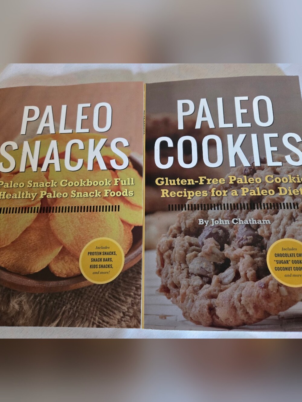 Paleo Snacks & Paleo Cooking Recipe Book Set - Brown & Tan Covers